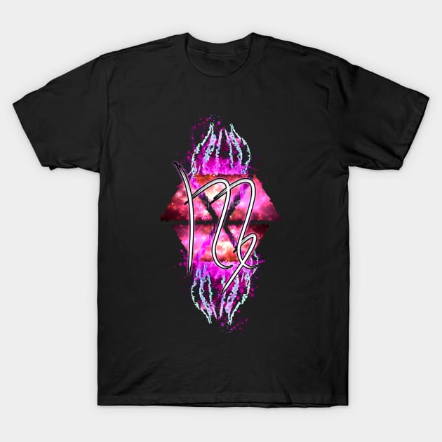 Virgo Zodiac - Pink Abstract T-Shirt by Scailaret